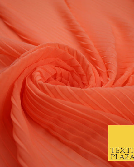 5 COLOURS -  Wide Pleated Plain Plisse Chiffon Georgette Fabric - 58" Wide