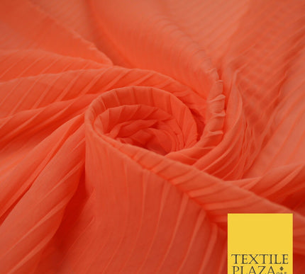 5 COLOURS -  Wide Pleated Plain Plisse Chiffon Georgette Fabric - 58" Wide