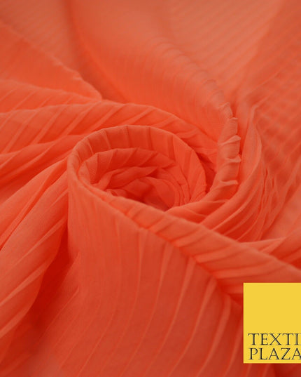 5 COLOURS -  Wide Pleated Plain Plisse Chiffon Georgette Fabric - 58" Wide
