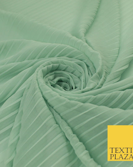 5 COLOURS -  Wide Pleated Plain Plisse Chiffon Georgette Fabric - 58" Wide