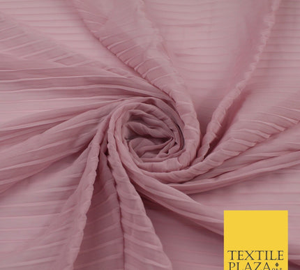 5 COLOURS -  Wide Pleated Plain Plisse Chiffon Georgette Fabric - 58" Wide