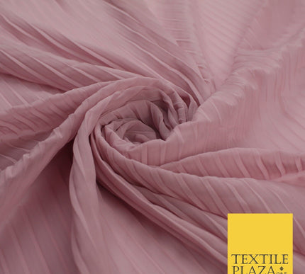 5 COLOURS -  Wide Pleated Plain Plisse Chiffon Georgette Fabric - 58" Wide