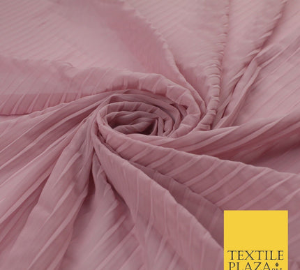 5 COLOURS -  Wide Pleated Plain Plisse Chiffon Georgette Fabric - 58" Wide