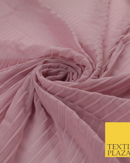 5 COLOURS -  Wide Pleated Plain Plisse Chiffon Georgette Fabric - 58" Wide