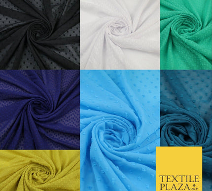 7 COLOURS - Swiss Knot Dot Dobby Sheer Georgette Chiffon Dress Fabric 56"