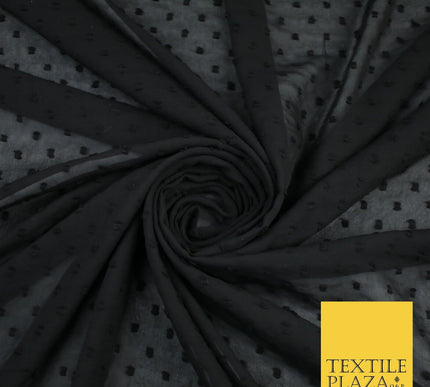 7 COLOURS - Swiss Knot Dot Dobby Sheer Georgette Chiffon Dress Fabric 56"