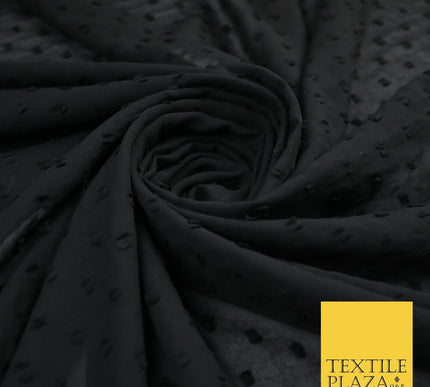 7 COLOURS - Swiss Knot Dot Dobby Sheer Georgette Chiffon Dress Fabric 56"