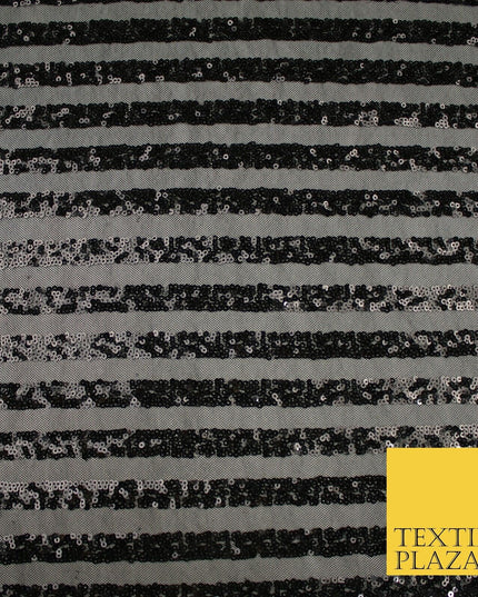 11 COLOURS - Sequin Stripe Sparkly Shiny Stretch Mesh Net Tulle Dress Fabric 58"