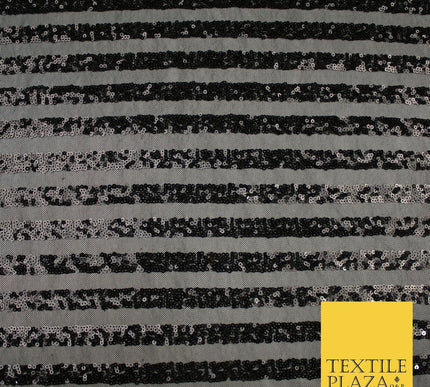 11 COLOURS - Sequin Stripe Sparkly Shiny Stretch Mesh Net Tulle Dress Fabric 58"
