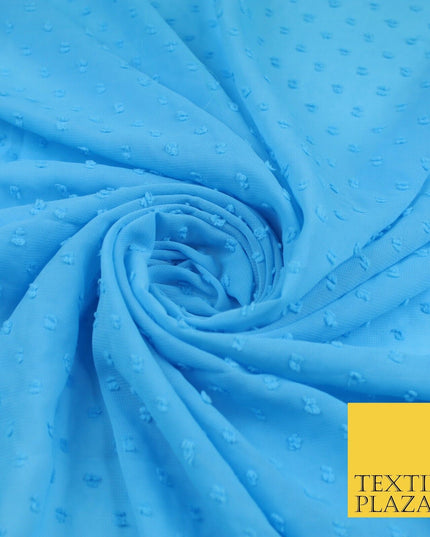 7 COLOURS - Swiss Knot Dot Dobby Sheer Georgette Chiffon Dress Fabric 56"