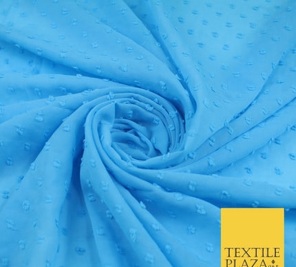 7 COLOURS - Swiss Knot Dot Dobby Sheer Georgette Chiffon Dress Fabric 56"