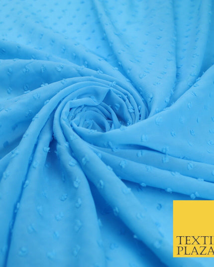 7 COLOURS - Swiss Knot Dot Dobby Sheer Georgette Chiffon Dress Fabric 56"