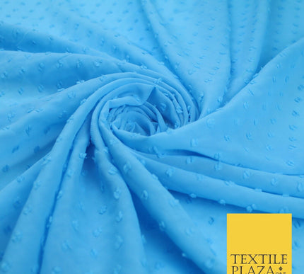 7 COLOURS - Swiss Knot Dot Dobby Sheer Georgette Chiffon Dress Fabric 56"