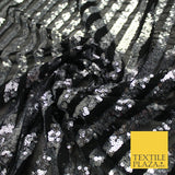 11 COLOURS - Sequin Stripe Sparkly Shiny Stretch Mesh Net Tulle Dress Fabric 58"