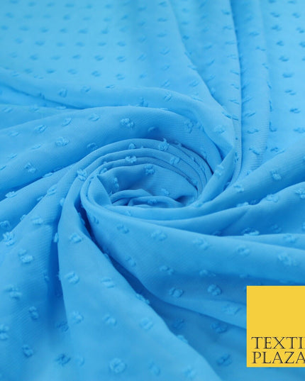 7 COLOURS - Swiss Knot Dot Dobby Sheer Georgette Chiffon Dress Fabric 56"