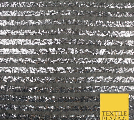 11 COLOURS - Sequin Stripe Sparkly Shiny Stretch Mesh Net Tulle Dress Fabric 58"