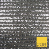 11 COLOURS - Sequin Stripe Sparkly Shiny Stretch Mesh Net Tulle Dress Fabric 58"