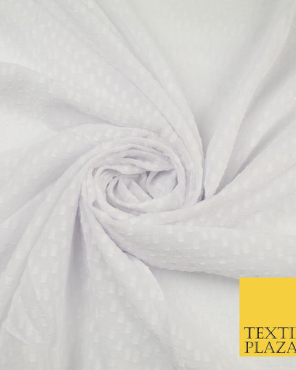 7 COLOURS - Swiss Knot Dot Dobby Sheer Georgette Chiffon Dress Fabric 56"