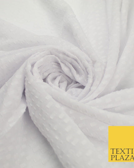 7 COLOURS - Swiss Knot Dot Dobby Sheer Georgette Chiffon Dress Fabric 56"