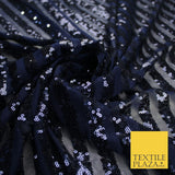 11 COLOURS - Sequin Stripe Sparkly Shiny Stretch Mesh Net Tulle Dress Fabric 58"