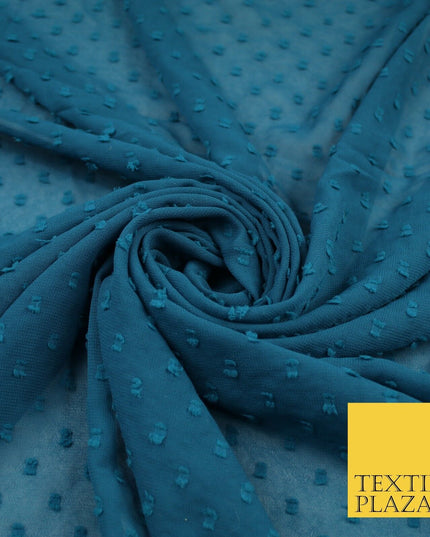 7 COLOURS - Swiss Knot Dot Dobby Sheer Georgette Chiffon Dress Fabric 56"