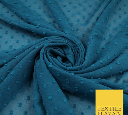 7 COLOURS - Swiss Knot Dot Dobby Sheer Georgette Chiffon Dress Fabric 56"