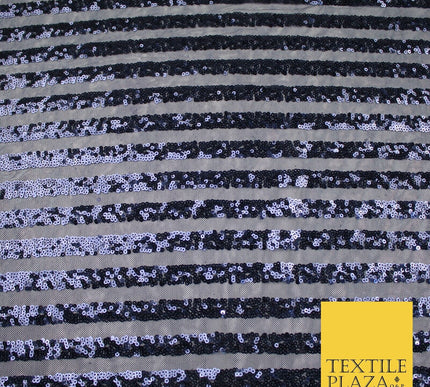 11 COLOURS - Sequin Stripe Sparkly Shiny Stretch Mesh Net Tulle Dress Fabric 58"