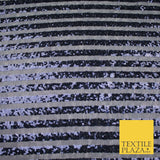 11 COLOURS - Sequin Stripe Sparkly Shiny Stretch Mesh Net Tulle Dress Fabric 58"