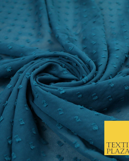 7 COLOURS - Swiss Knot Dot Dobby Sheer Georgette Chiffon Dress Fabric 56"