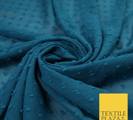 7 COLOURS - Swiss Knot Dot Dobby Sheer Georgette Chiffon Dress Fabric 56"