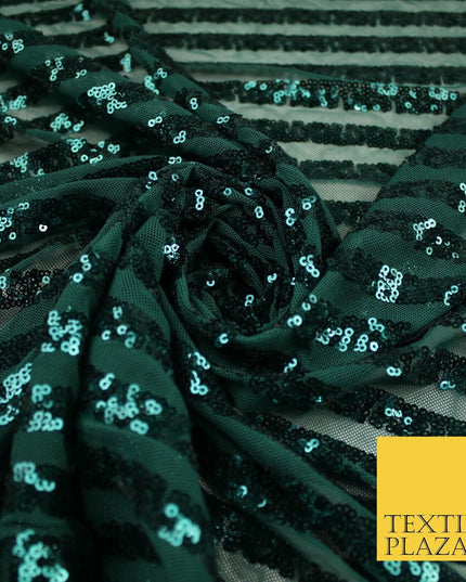 11 COLOURS - Sequin Stripe Sparkly Shiny Stretch Mesh Net Tulle Dress Fabric 58"