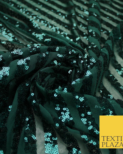 11 COLOURS - Sequin Stripe Sparkly Shiny Stretch Mesh Net Tulle Dress Fabric 58"