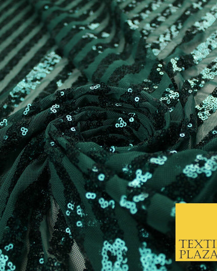 11 COLOURS - Sequin Stripe Sparkly Shiny Stretch Mesh Net Tulle Dress Fabric 58"