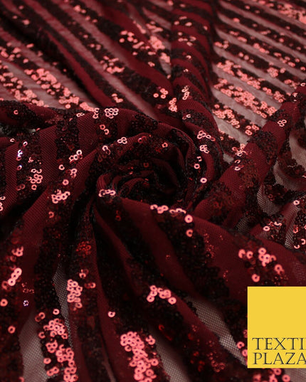 11 COLOURS - Sequin Stripe Sparkly Shiny Stretch Mesh Net Tulle Dress Fabric 58"