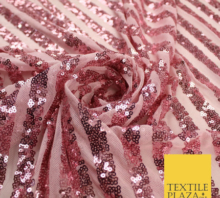 11 COLOURS - Sequin Stripe Sparkly Shiny Stretch Mesh Net Tulle Dress Fabric 58"