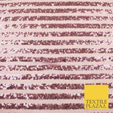 11 COLOURS - Sequin Stripe Sparkly Shiny Stretch Mesh Net Tulle Dress Fabric 58"