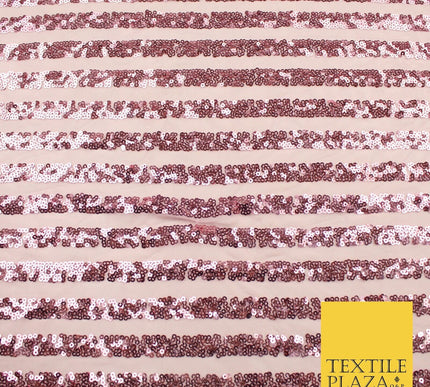 11 COLOURS - Sequin Stripe Sparkly Shiny Stretch Mesh Net Tulle Dress Fabric 58"