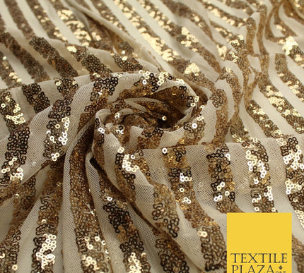11 COLOURS - Sequin Stripe Sparkly Shiny Stretch Mesh Net Tulle Dress Fabric 58"