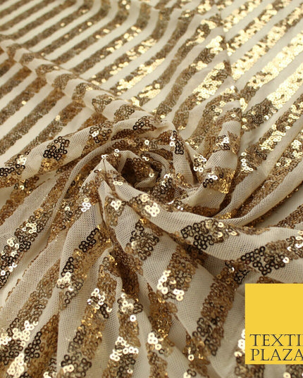 11 COLOURS - Sequin Stripe Sparkly Shiny Stretch Mesh Net Tulle Dress Fabric 58"
