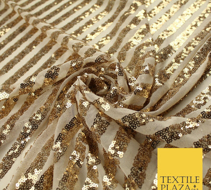 11 COLOURS - Sequin Stripe Sparkly Shiny Stretch Mesh Net Tulle Dress Fabric 58"