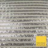 11 COLOURS - Sequin Stripe Sparkly Shiny Stretch Mesh Net Tulle Dress Fabric 58"