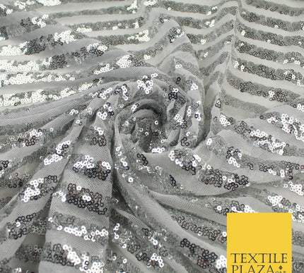 11 COLOURS - Sequin Stripe Sparkly Shiny Stretch Mesh Net Tulle Dress Fabric 58"