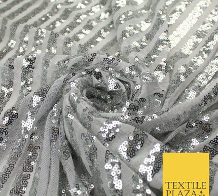 11 COLOURS - Sequin Stripe Sparkly Shiny Stretch Mesh Net Tulle Dress Fabric 58"
