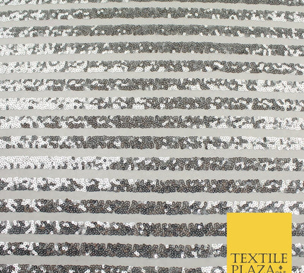 11 COLOURS - Sequin Stripe Sparkly Shiny Stretch Mesh Net Tulle Dress Fabric 58"