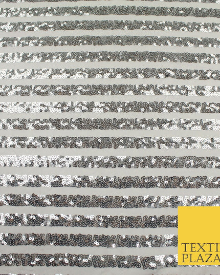 11 COLOURS - Sequin Stripe Sparkly Shiny Stretch Mesh Net Tulle Dress Fabric 58"