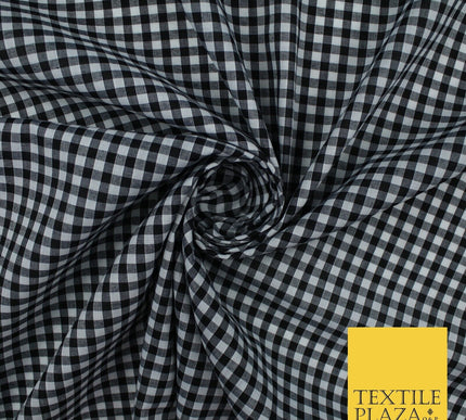 15 COLOURS - Medium 1/4" Gingham Square Check Polycotton Fabric Dress Craft 44"