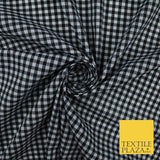 15 COLOURS - Medium 1/4" Gingham Square Check Polycotton Fabric Dress Craft 44"
