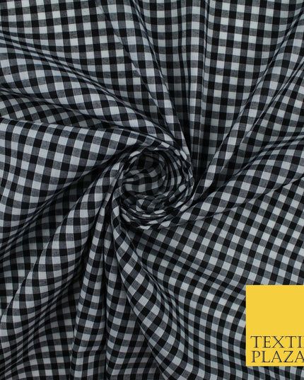 15 COLOURS - Medium 1/4" Gingham Square Check Polycotton Fabric Dress Craft 44"