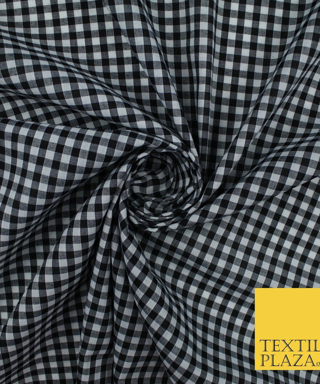 15 COLOURS - Medium 1/4" Gingham Square Check Polycotton Fabric Dress Craft 44"