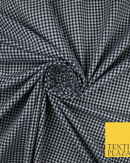 15 COLOURS - Small 1/8" Mini Gingham Square Check Polycotton Fabric Dress Craft